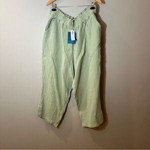 Market And Spruce Ankle Pants Plus Size 2xl  Green Linen 100% Cotton NWT